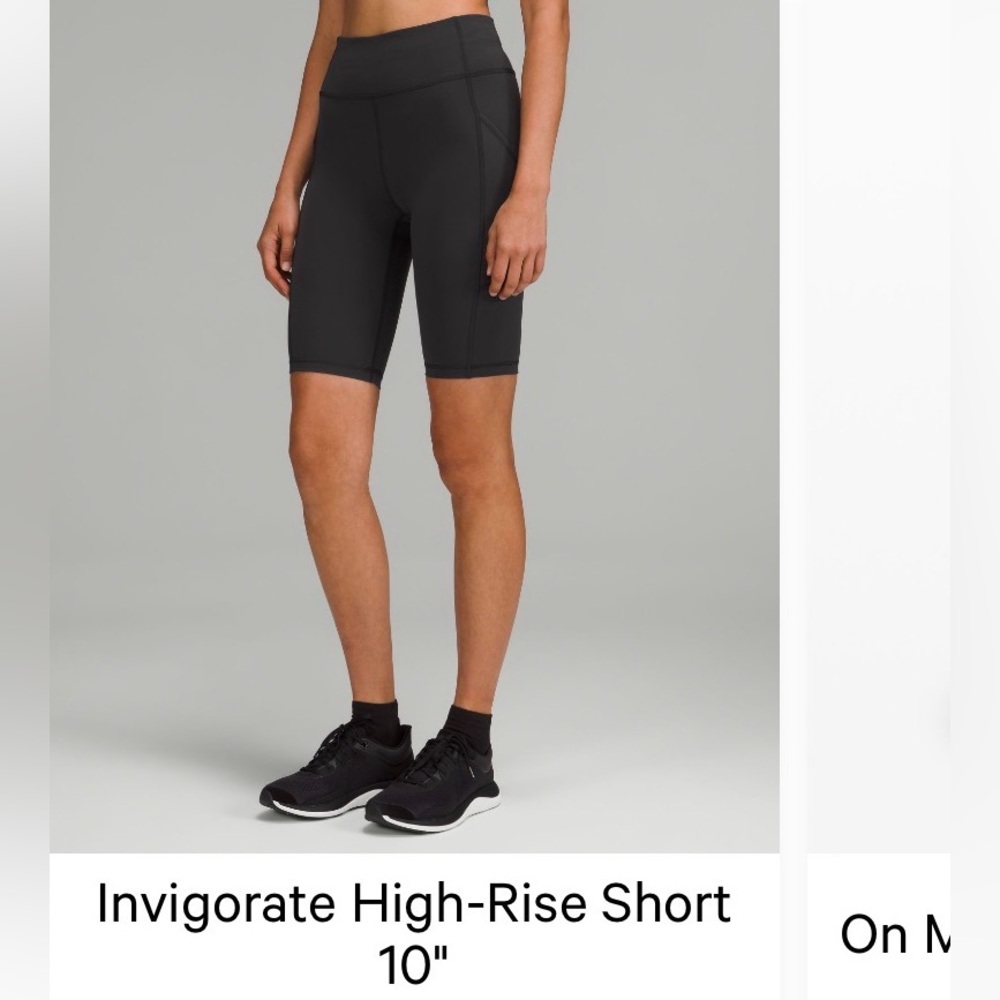 lululemon athletica Women's Black Bike Shorts with pockets 10 in